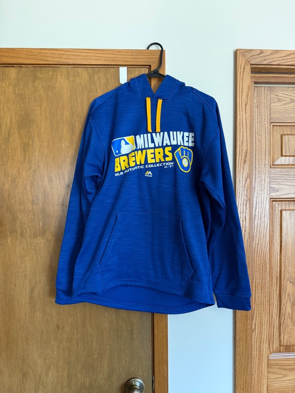 Majestic Milwaukee Brewers Blue Hoodie with Yellow Accents